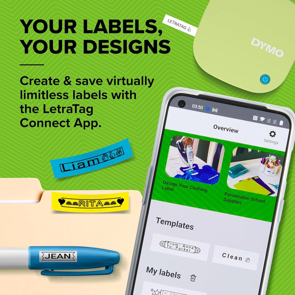 JJEAN-LetraTag 200B Bluetooth Label Maker, Compact Label Printer, Connects Through Bluetooth Wireless Technology to iOS and Android, Include - Image 3