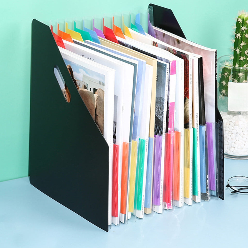 Yhmxh 13 Pockets Vertical Expanding File Folder Plastic Accordion File Organizer Desk Stand Magazine Holder Letter Size A4 Documents Storage - Image 5