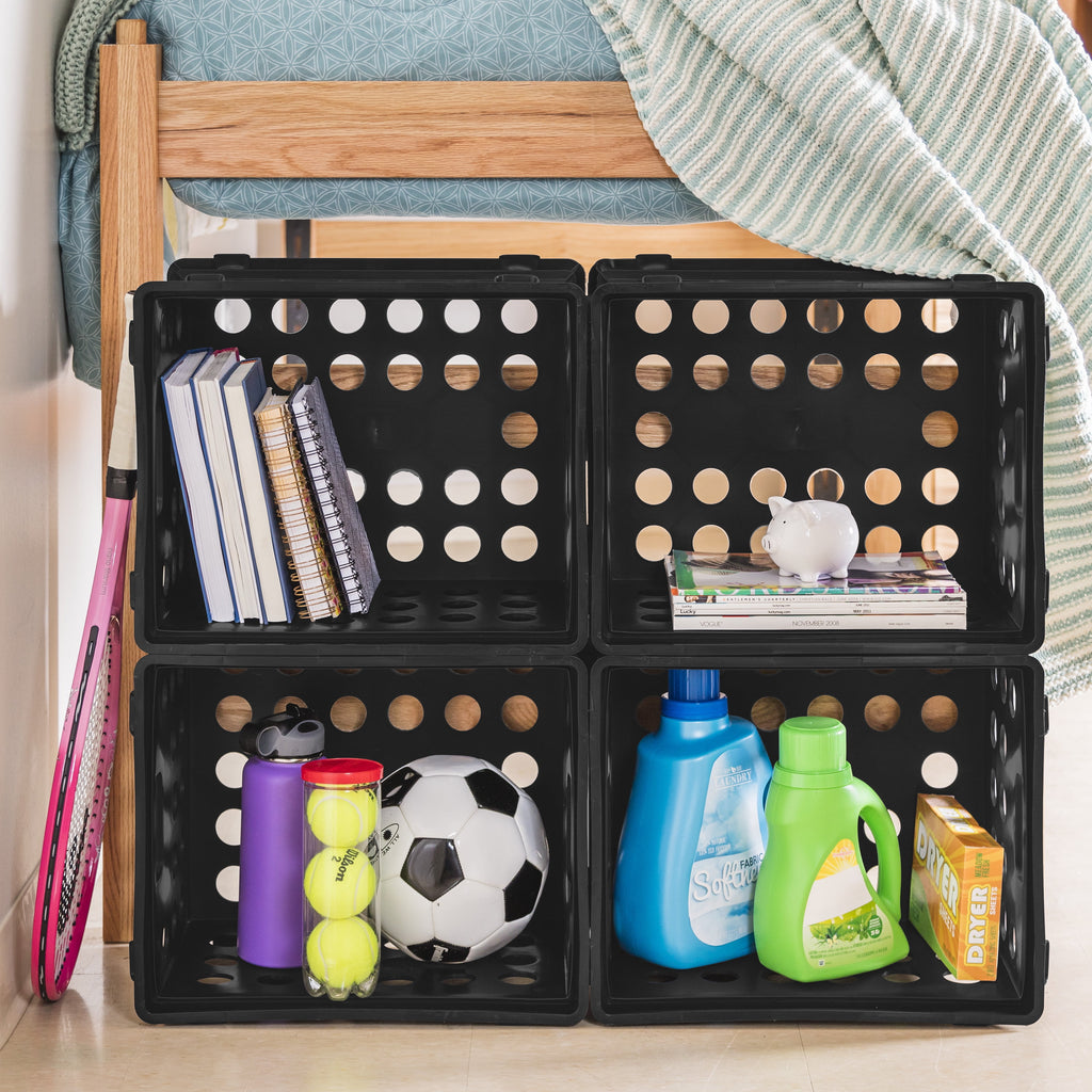 Sterilite File Crate, Versatile Plastic Storage Bin with Through Handles, Fits Letter & Legal-sized Hanging Files, Stackable, Black, 6 Pack - Image 4