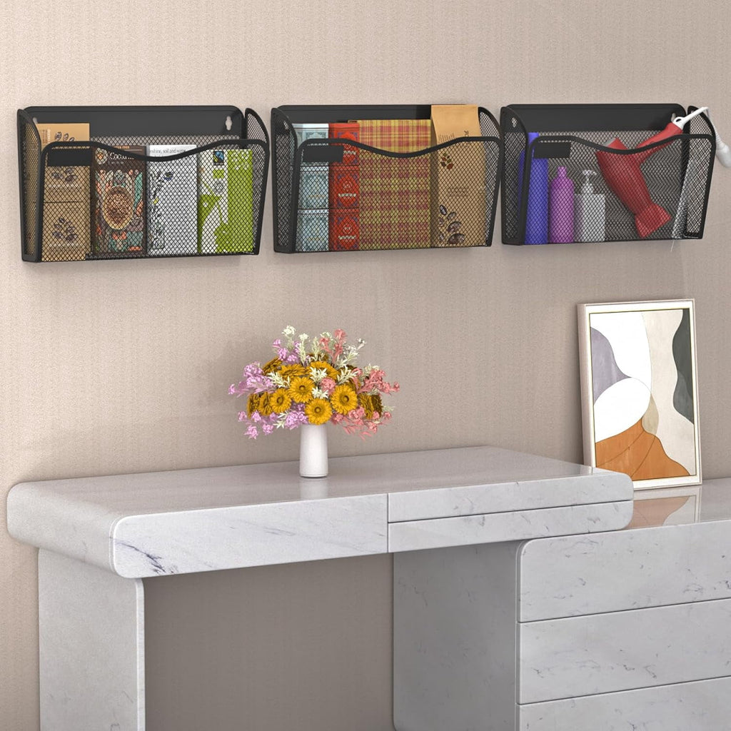 Wall File Organizer, Mesh Hanging File Organizer, Home Office Organization and Storage, 6 Single Pockets Document Mag... - Image 3