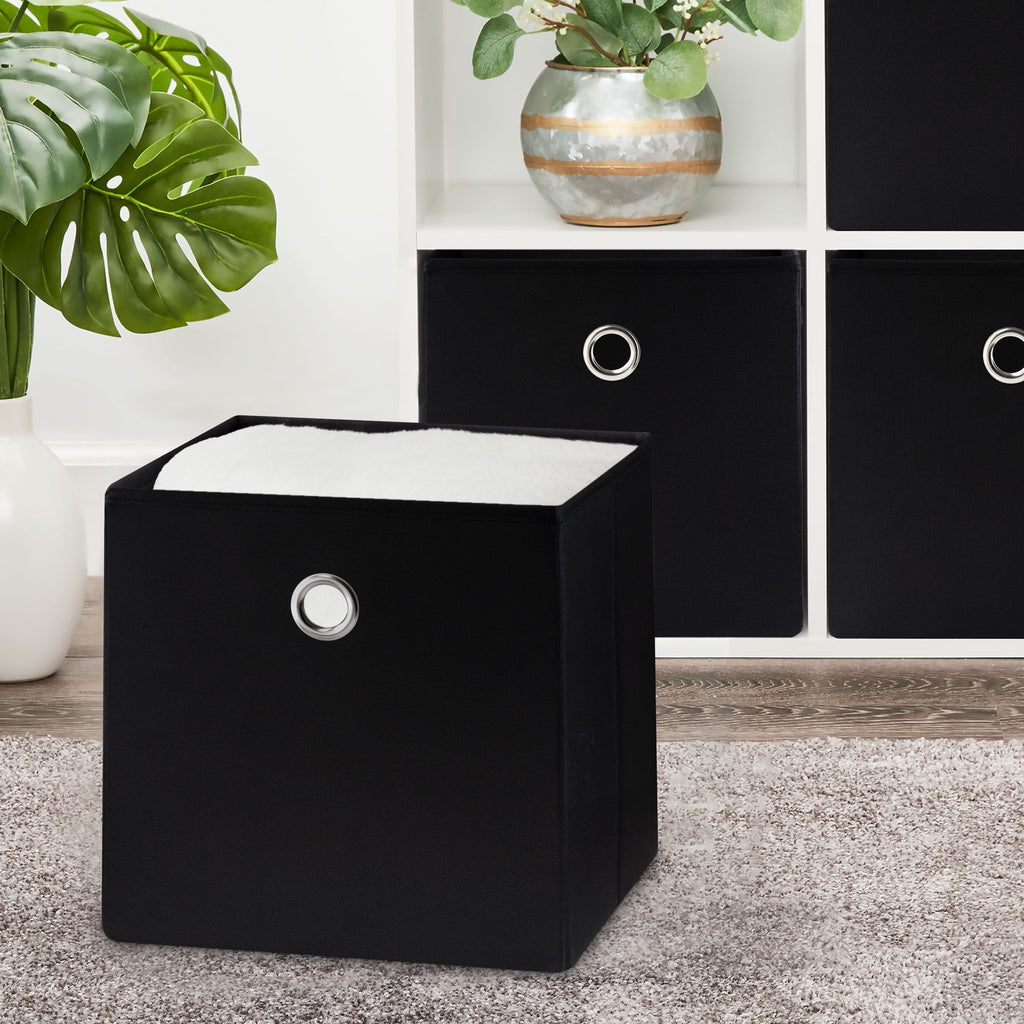 Collapsible Fabric Cube Storage Bin, Rich Black - Image 2