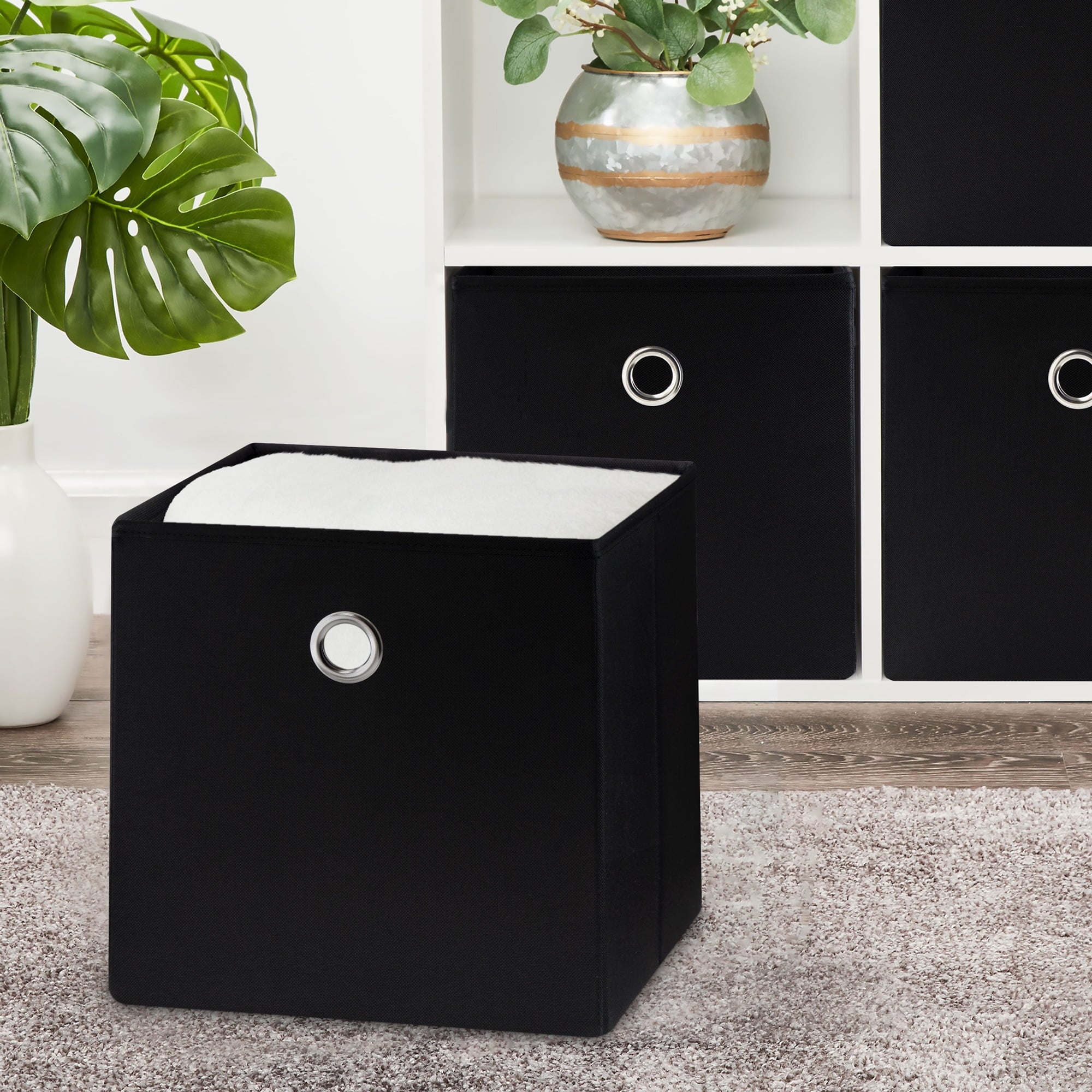 Collapsible Fabric Cube Storage Bin, Rich Black - Image 2