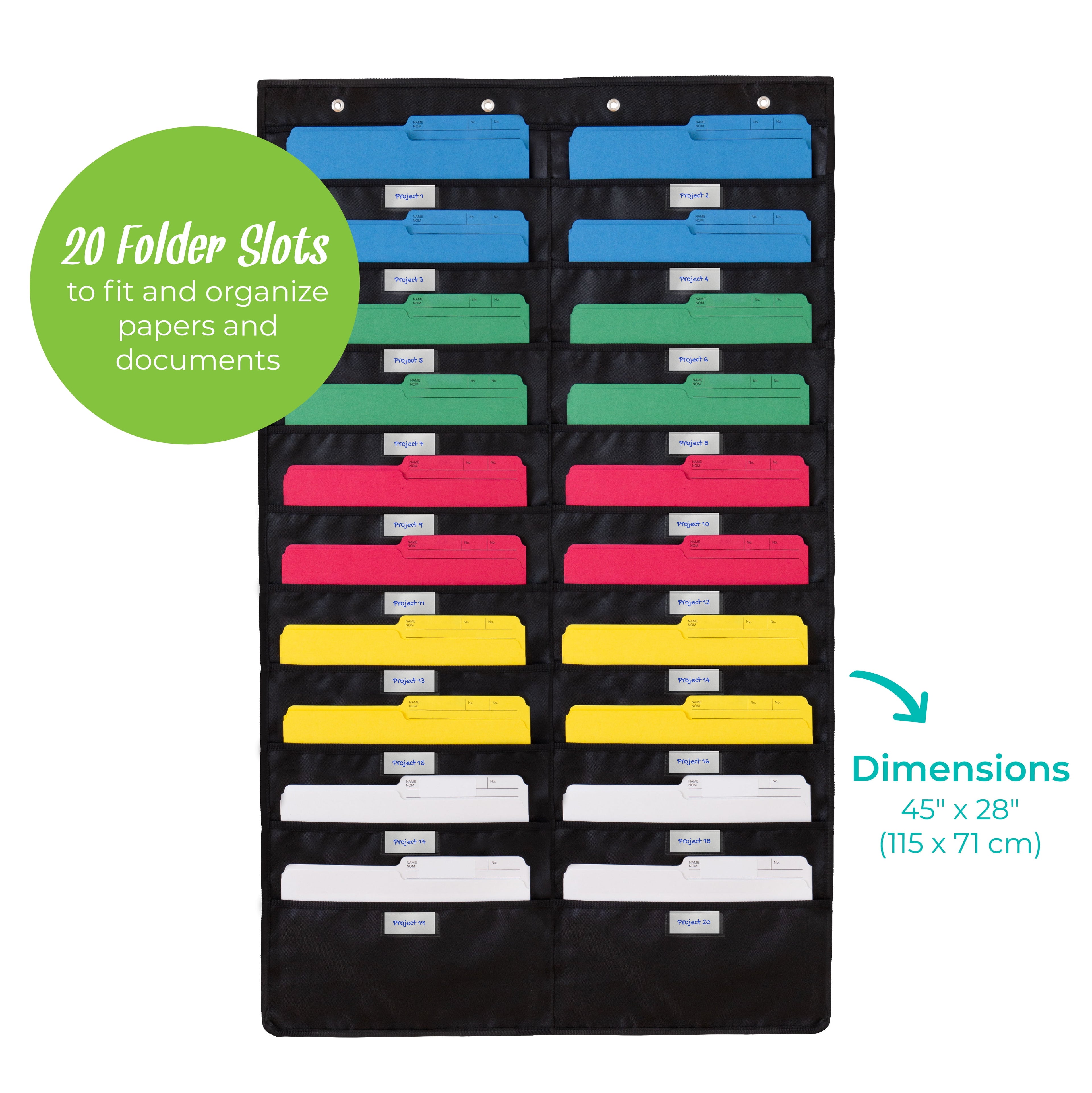 Hanging File Organizer | Black, Letter-Sized (20 Pockets - with Nametag) - Image 3