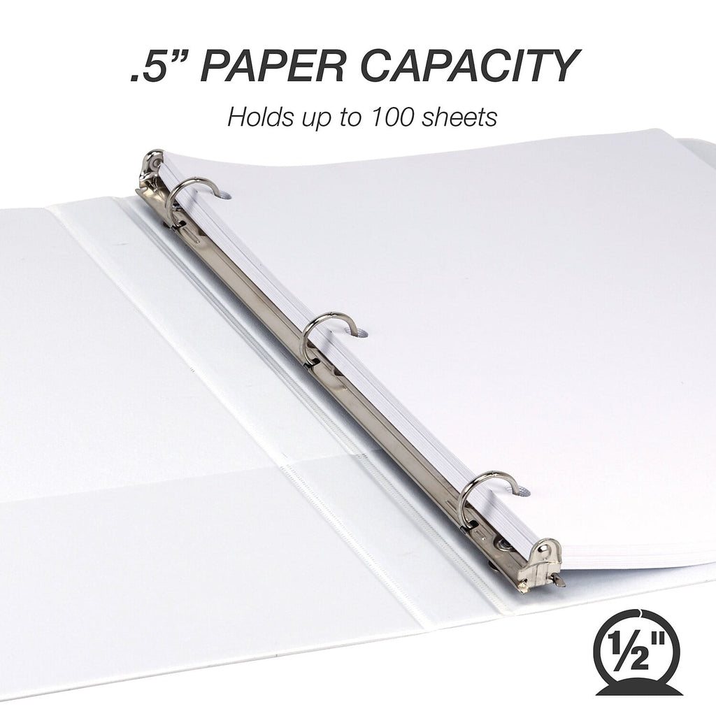 Durable .5" Round Ring Binder, White, Customizable, 8 Pack - Image 2