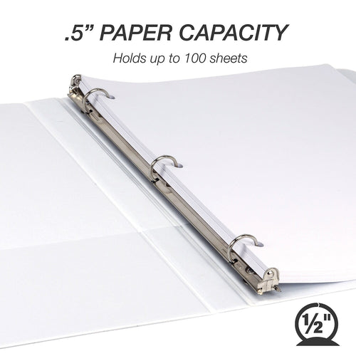 Durable .5" Round Ring Binder, White, Customizable, 8 Pack - Image 2