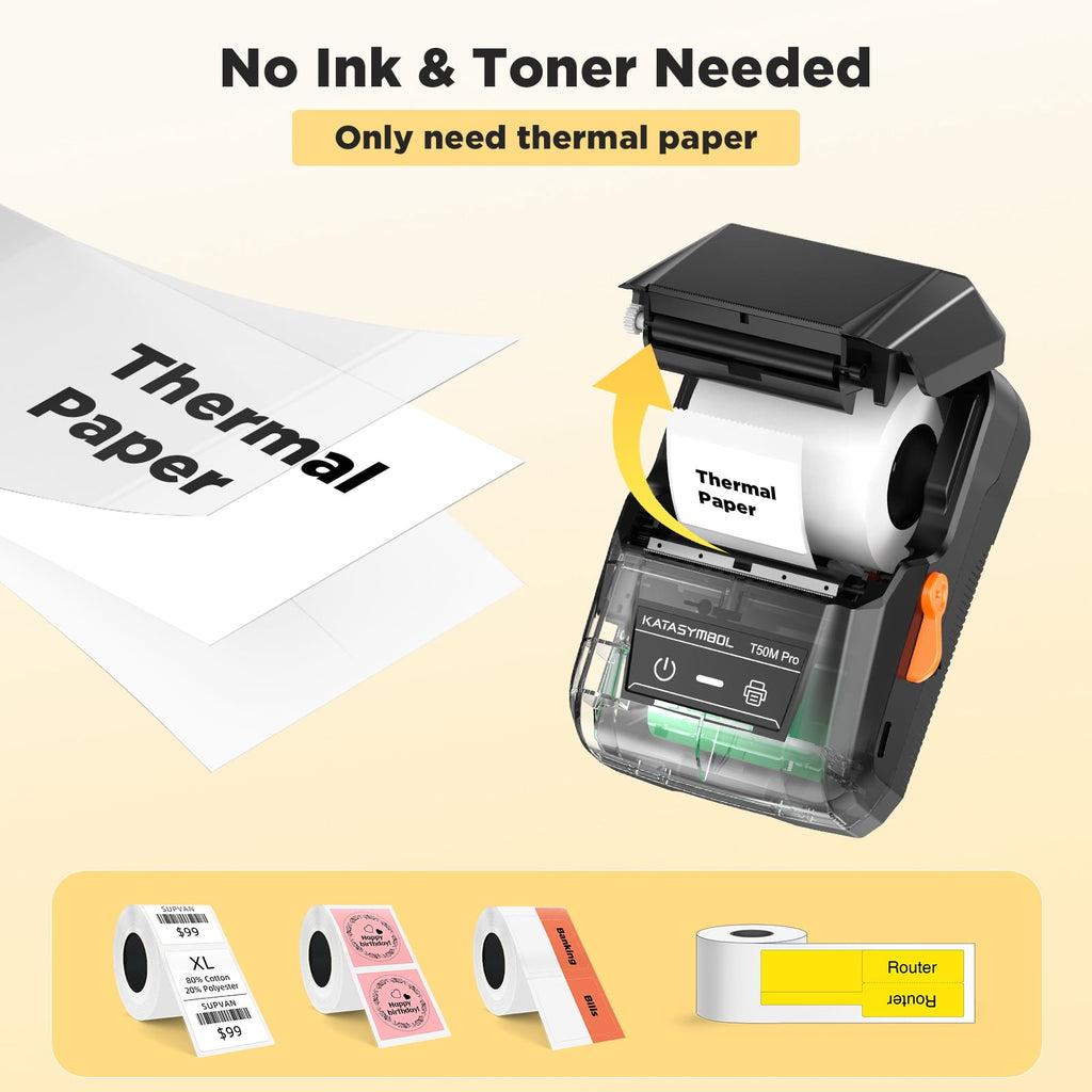 T50M Pro Bluetooth Label Maker Machine with 3 Tapes, Versatile App with 40 Fonts and 450+ Icons, Black - Image 5