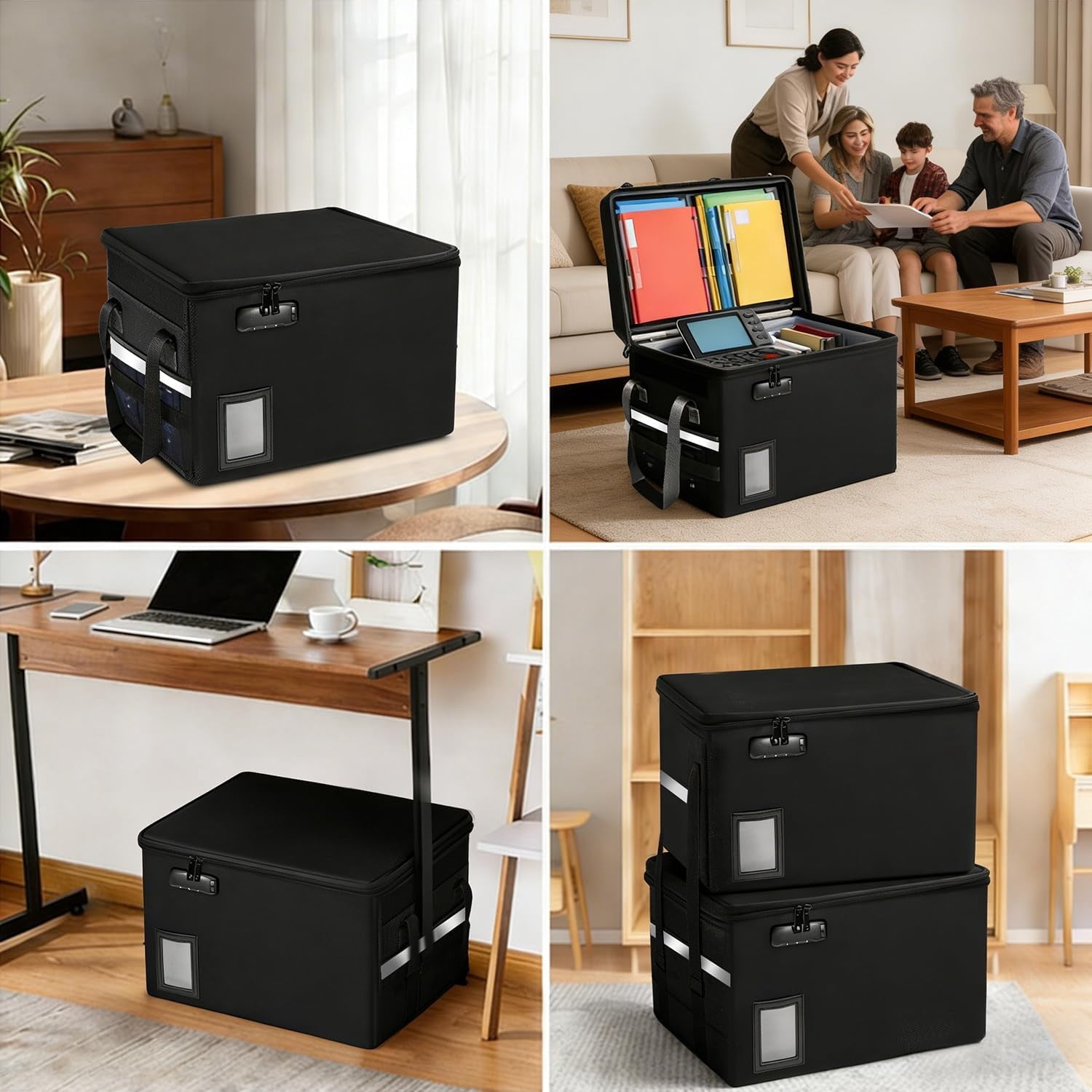 Document File Organizer Box, Storage Filing Cabinet with Lock, Portable Office Safe Box for Hanging Letter/Legal Fold... - Image 2