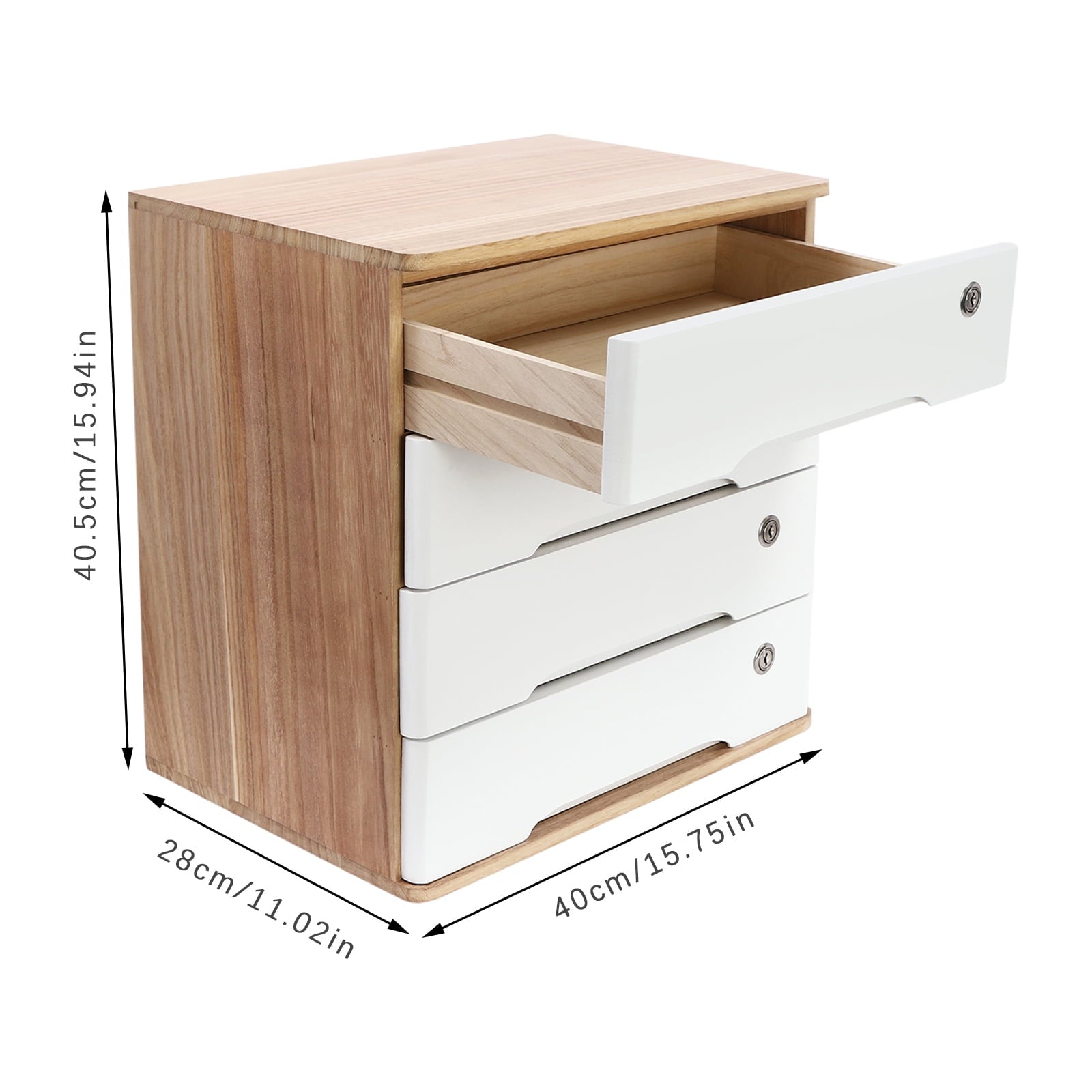 4 Wooden Desktop Storage Box with Lockable Drawers, Office Supplies File Organizer, Art Storage Cabinets, Multipurpos... - Image 4