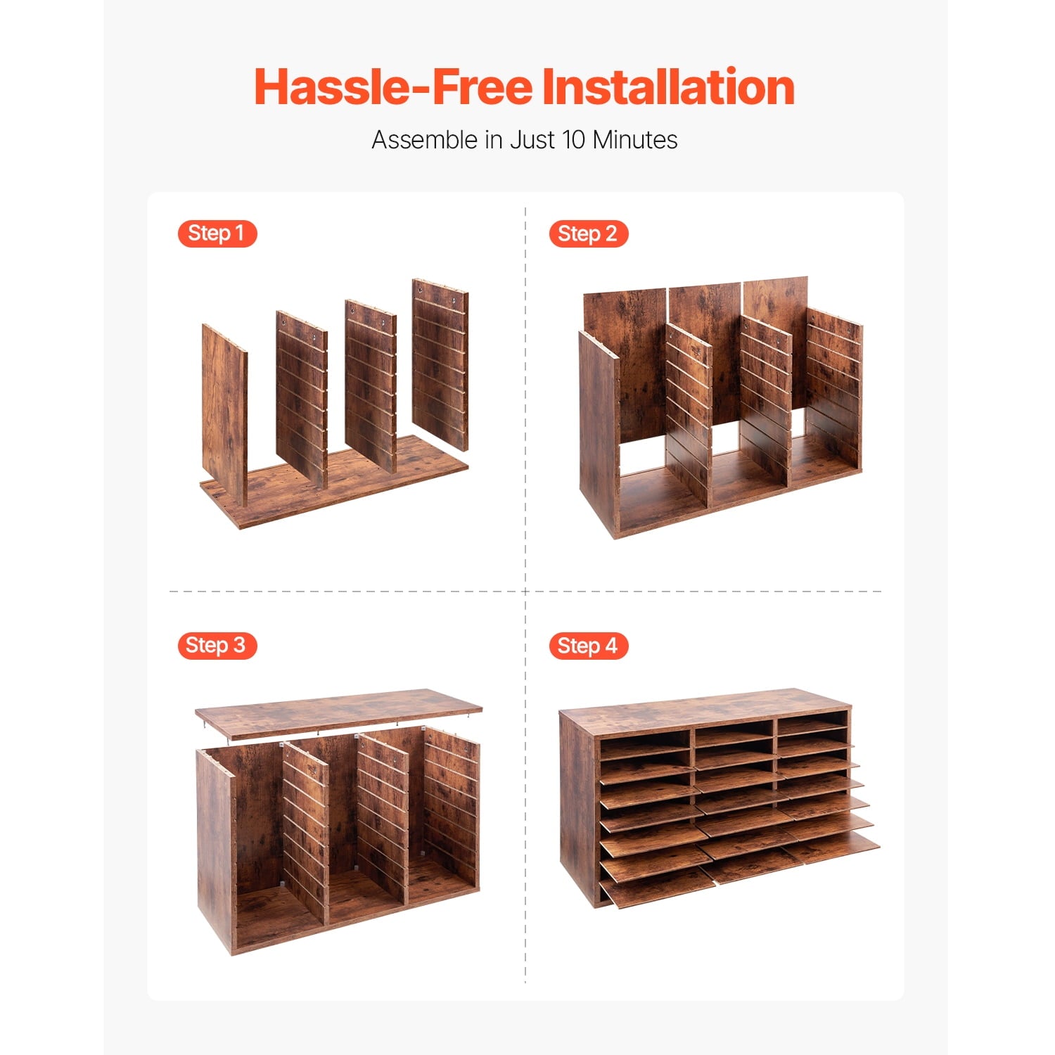 Document Divider, 24 Sections Office Postbox with Detachable Racks, Timber Postbox Arranger Particle Board for Office... - Image 5