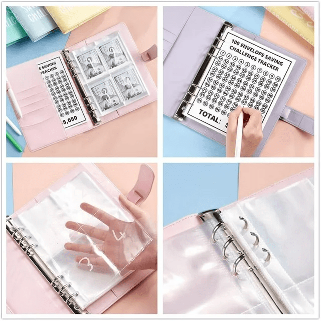 PandaTop 100 Envelopes Money Saving Challenge Binder, Savings Challenges Book with Envelopes, Savings Binder Budget Binder with Cash Envelop - Image 6