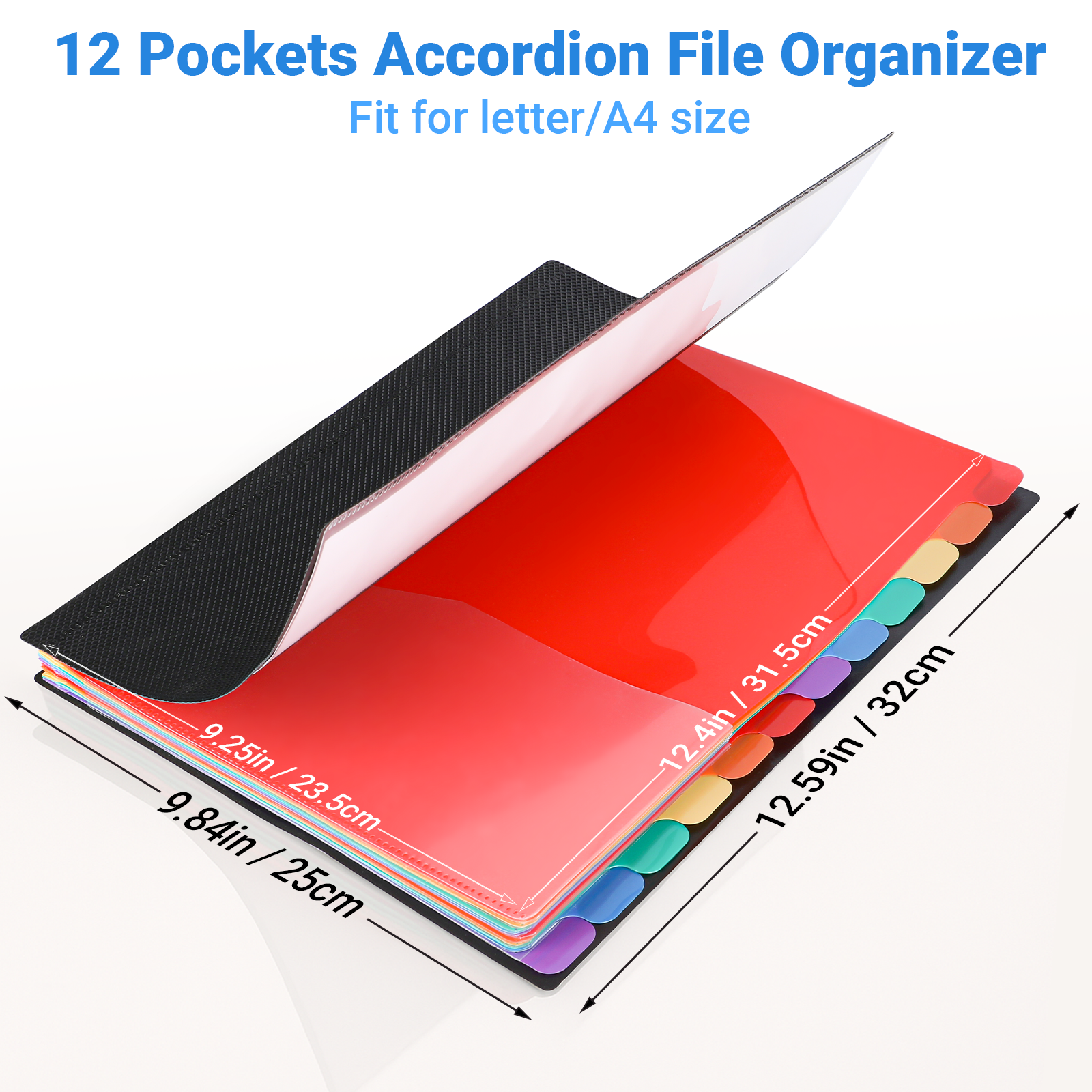 Troxlin Expanding File Folder 12 Pockets Accordion File Organizer with Colorful Tabs,Portable A4 Letter Size Paper Document Receipt Organize - Image 5