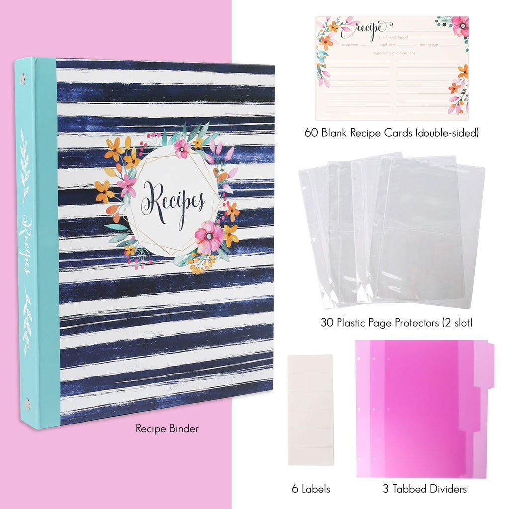 Recipe Binder, 3-Ring Recipe Binder, Kitchen Recipe Cards Binder Organizer Set, 8.5" x 10" - Image 4