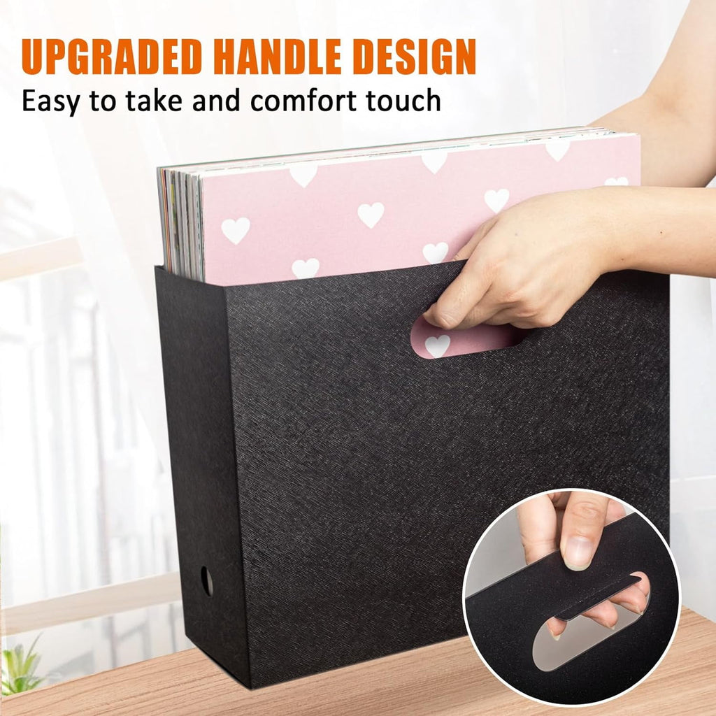 Foldable Scrapbook Paper Storage Organizer, 12x12 Scrapbook Paper Storage, Plastic File Organizer, Black, 3 Pack - Image 5