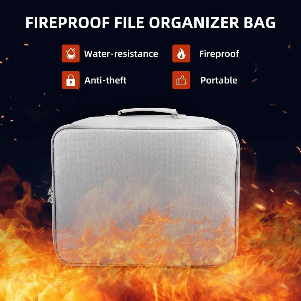 & Locking Document Safe Box - Portable File Organizer Bag (Gray) - Image 6