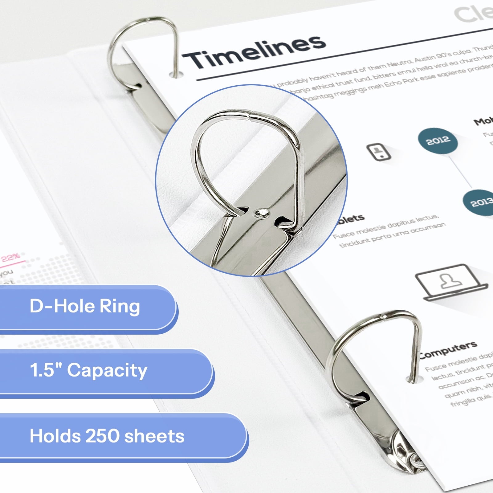 3 Ring Binder 1.5 inch Heavy-Duty View Binders for School, Office, 4 Pack, School Supplies - Image 5