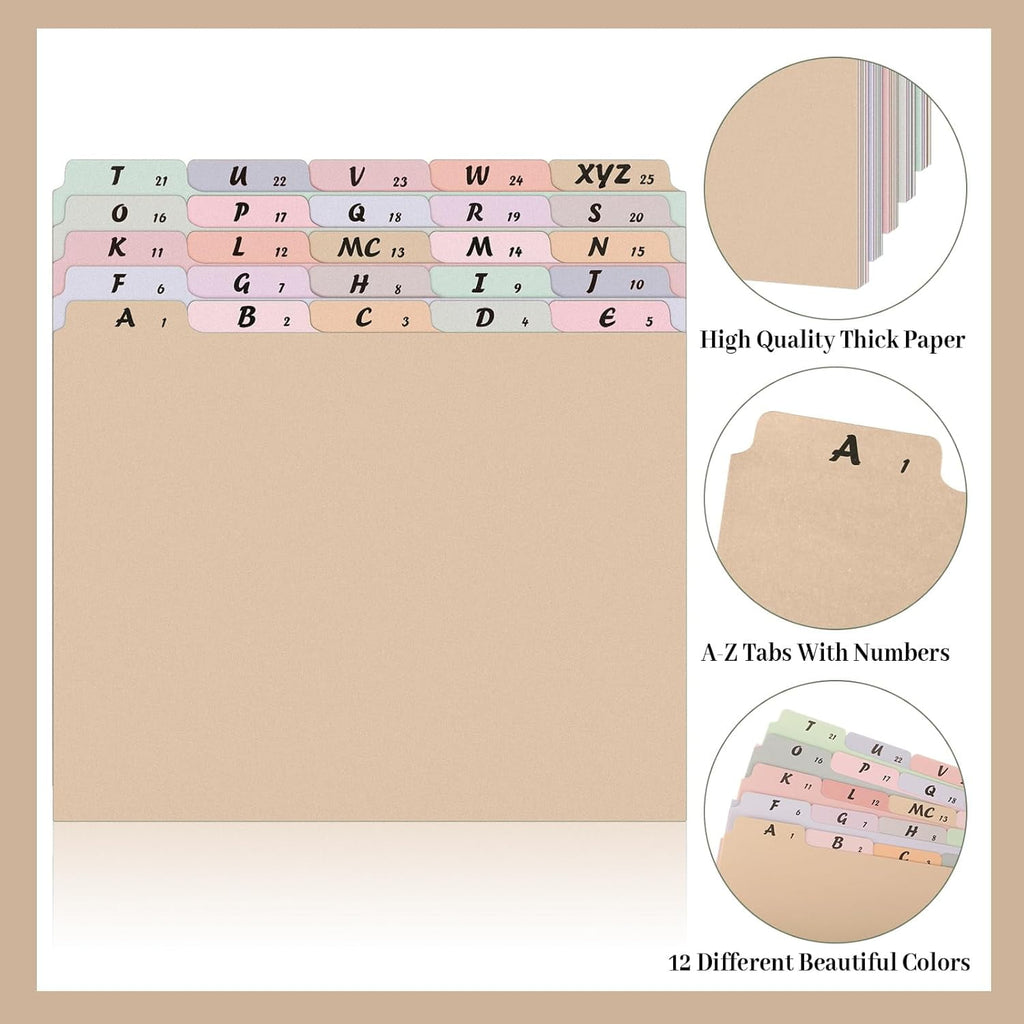 2 Set 50 Pcs Alphabet File Dividers Top Tab File Guides Set, A-z Letter Size Filing Cabinet Dividers Tab Desk Organizer for Work School Offi - Image 5