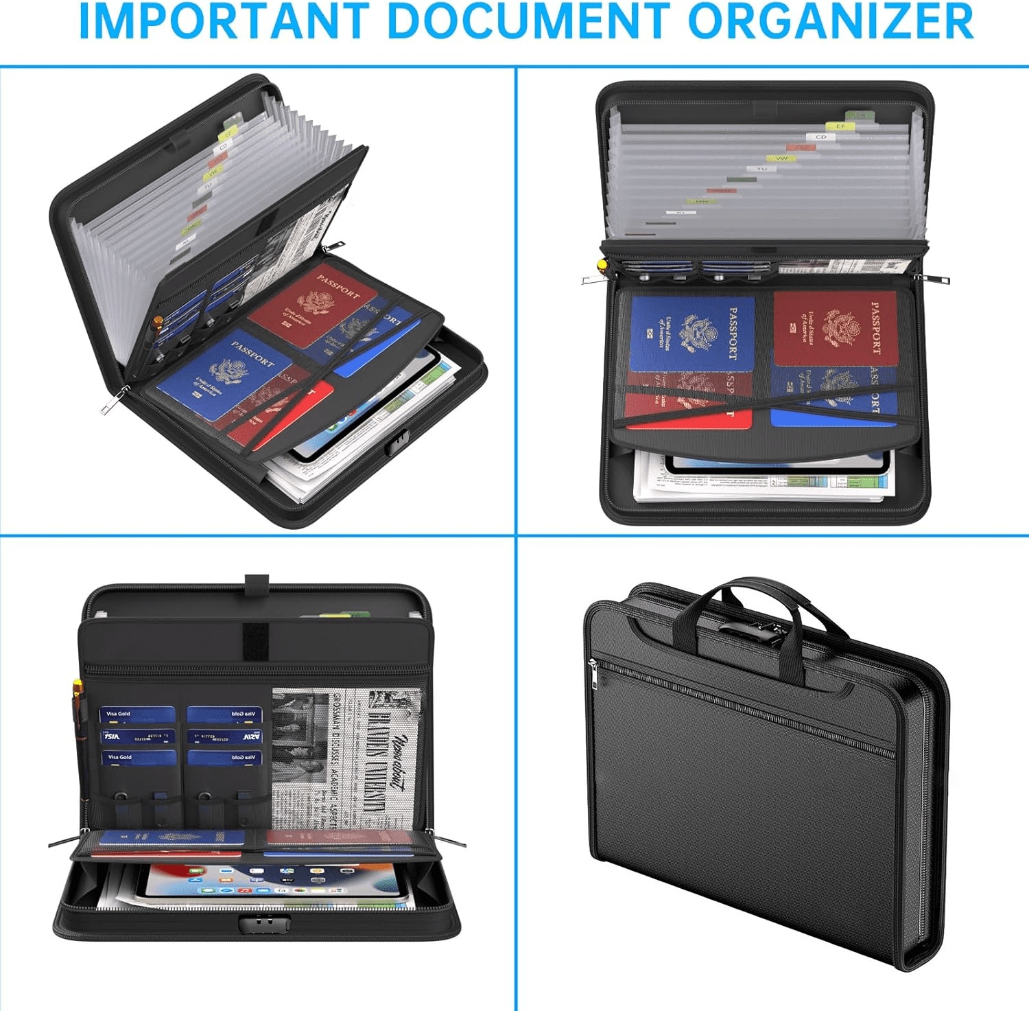 Organizer with Combination Lock Portable Organizer & Large Capacity Folder Document Organizer, Folder for Home, Offic... - Image 6