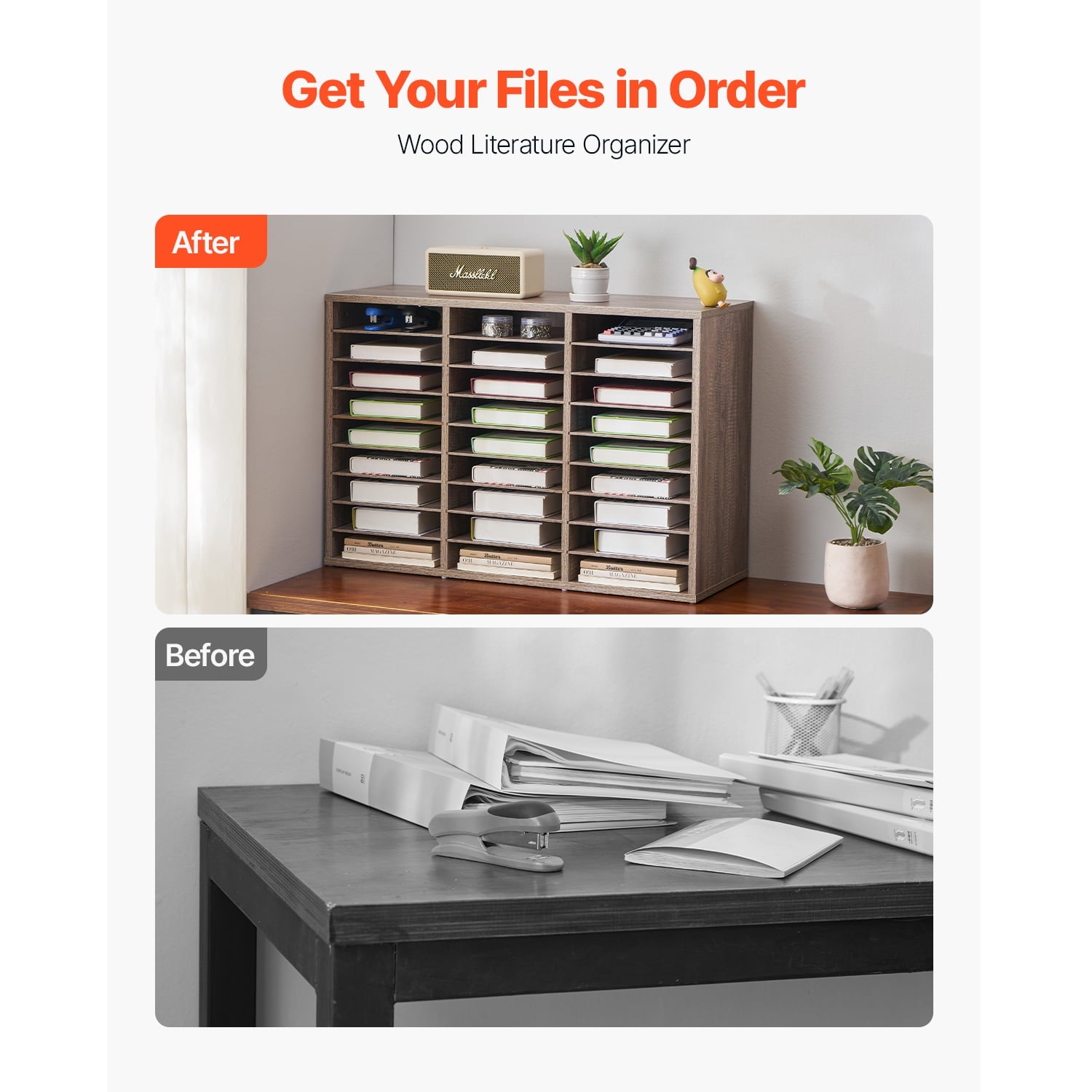 Document Storage, 27-Slot Office Post Box with Adjustable Shelves, Particle Board Mail Sorter for Office, Home, or Cl... - Image 2