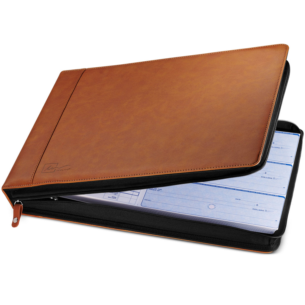 7-Ring Check Binder 500 Check Capacity Portfolio Organizer, 9" x 13" Brown - Image 4