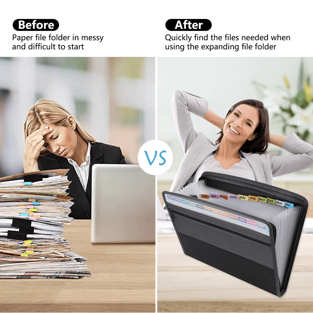 Accordion Expanding File,Accordion File Organizer with Zip Closure Expanding File Folder 13 Pockets Portable Letter A4 Paper Accordion File - Image 5
