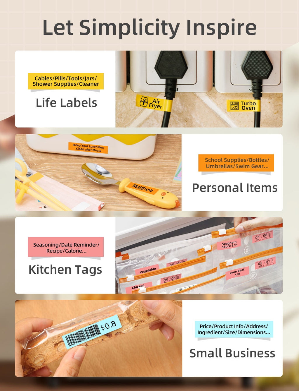 Portable Bluetooth Direct Thermal Label Maker with Tape, White - Image 3