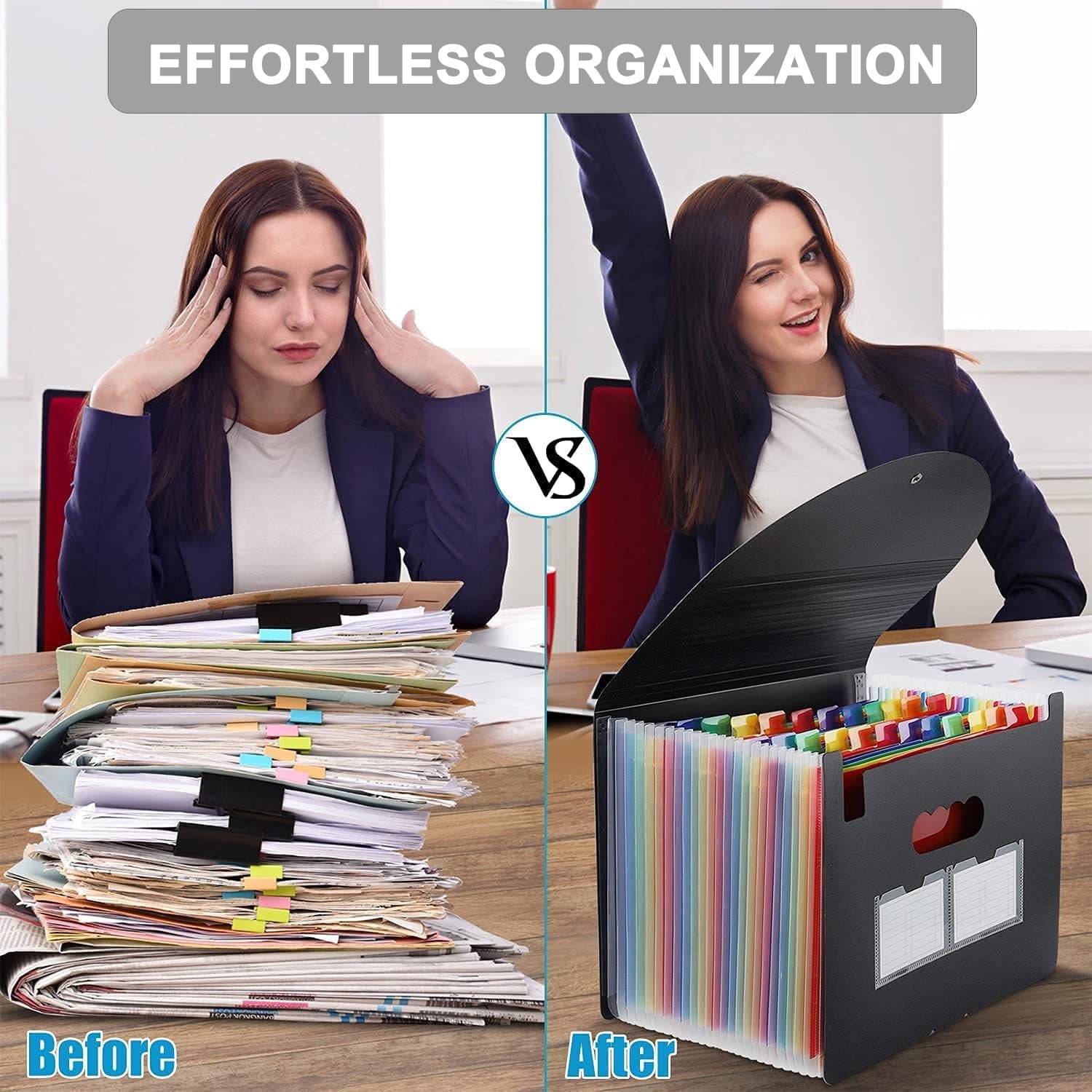 PHANCIR 24 Pocket Accordion File Organizer Thicker & Sturdy, Freestanding File Paper Folder with Labels for Classroom, Home, Office and Trav - Image 6