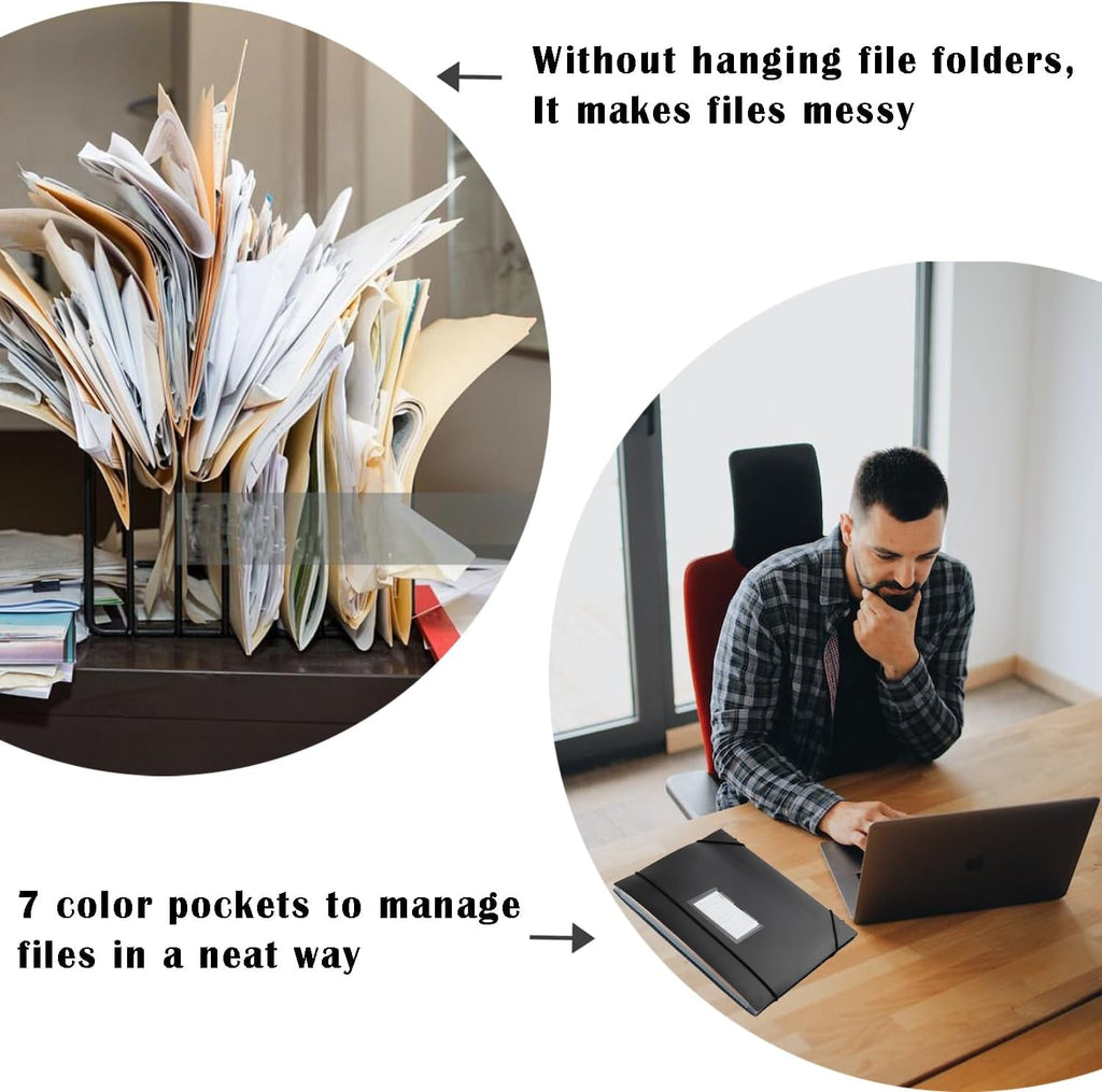 2-in-1 Expanding Hanging File Folders for Filing Cabinet, 7 Pockets Extra Capacity Hanging Accordion File Organizer w... - Image 6