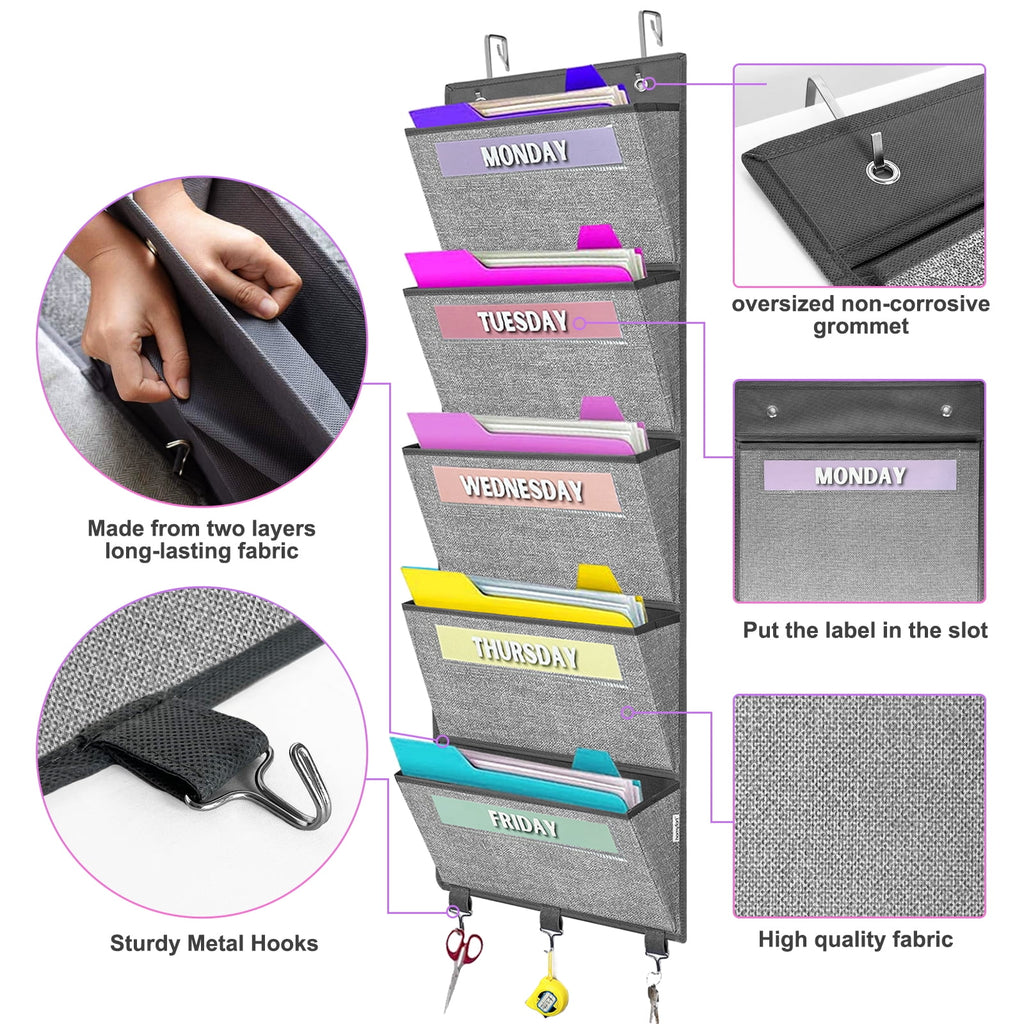 the Door hanging File Organizer, Weekly Hanging File Folders, Wall Organizers and Storage for Mail, Magazine, Noteboo... - Image 5