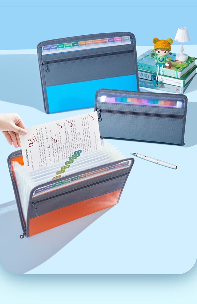 Plastic Accordion File Organizer with Zip Closure, Ideal for Office & Document Organizing Gray black - Image 3