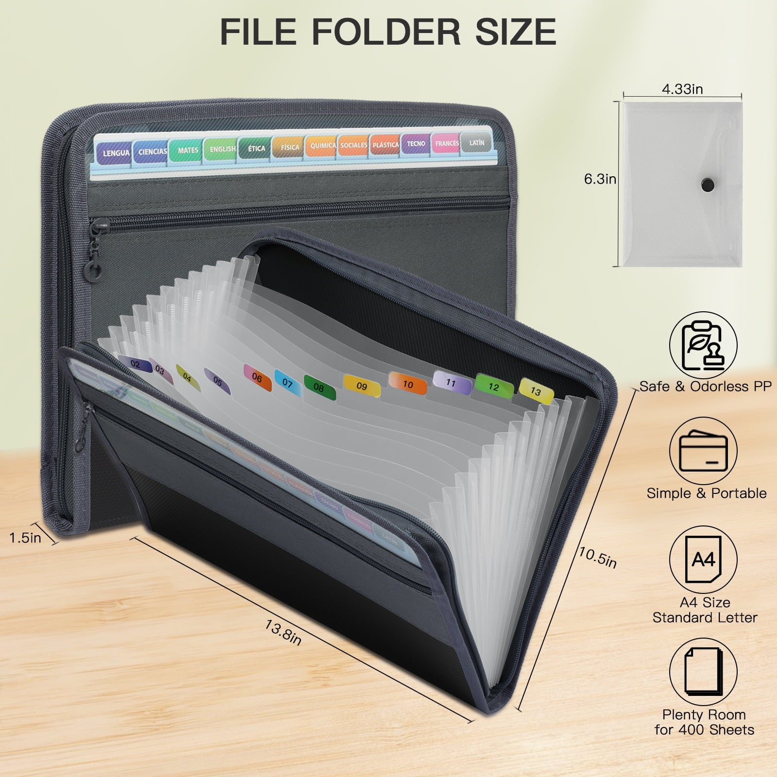 Organizer with Zipper 13-Pocket, A7 Transparent Document Bag, Waterproof Document Storage for Home, Office, School - Image 4