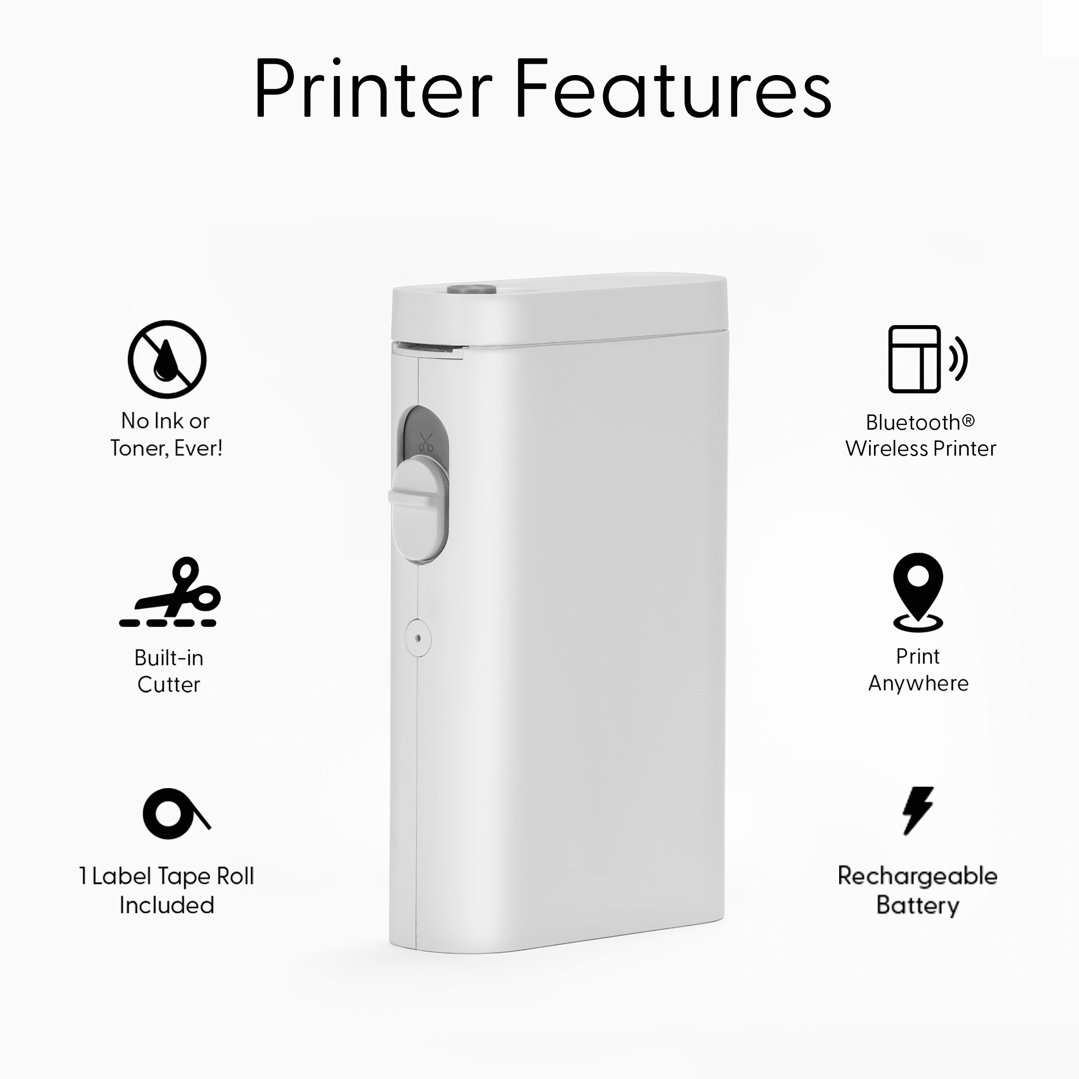 Core Innovations Wireless Bluetooth Portable Label Maker with Built-in Cutter and Starter Label Rolls - Image 3