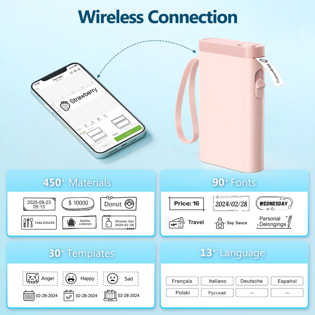 FLEXYVA P21 Label Maker Machine with Tape, Bluetooth Label Printer Thermal Mini Label Maker with Built-in Cutter and Multiple TemplatesPorta - Image 4