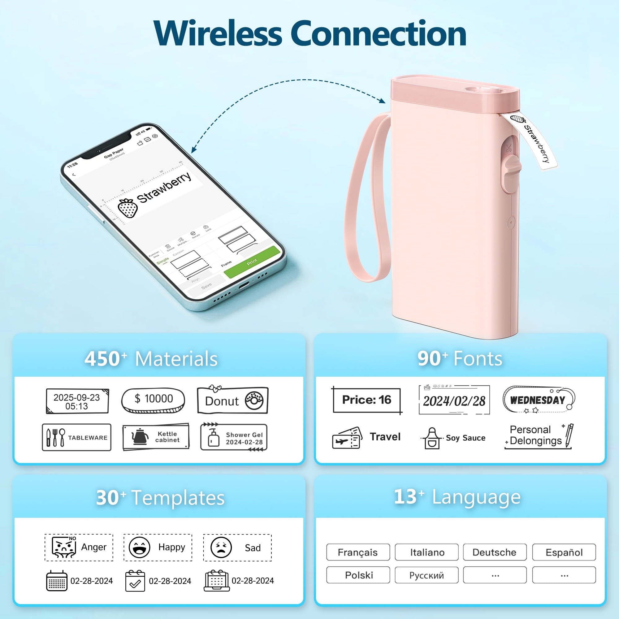 FLEXYVA P21 Label Maker Machine with Tape, Bluetooth Label Printer Thermal Mini Label Maker with Built-in Cutter and Multiple TemplatesPorta - Image 4