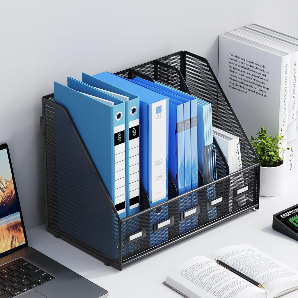 for Desk,Desk with 5 Vertical Compartments Mesh Magazine Holder for Office Home - Image 3