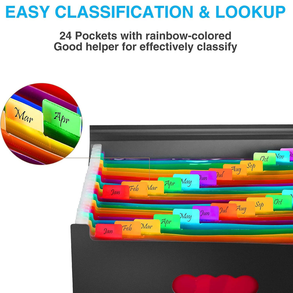 25 Pockets Expanding File Folder with Blank Labels, According File Organizer with Expandable Cover, Desktop Accordion... - Image 3