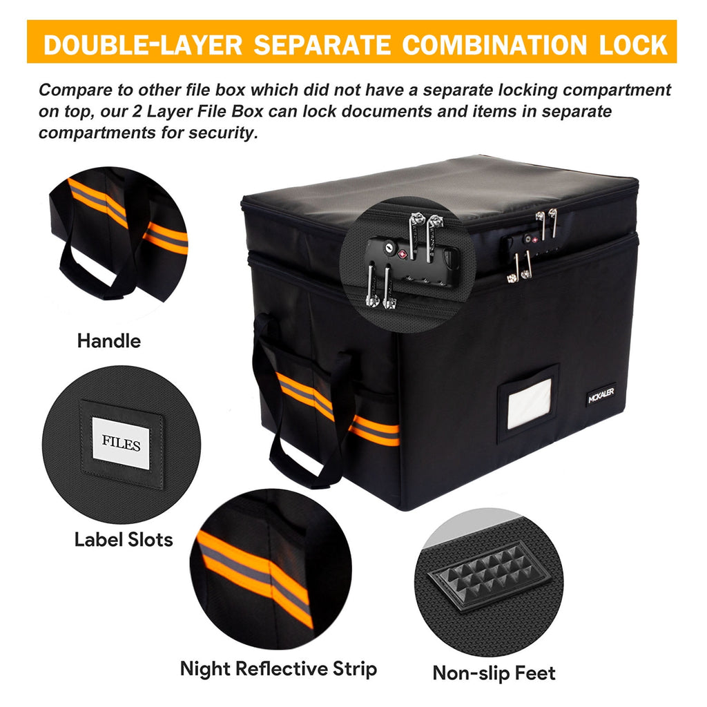 Fireproof Storage Box, Lockable Polypropylene File Organizer, Portable Office Filing Solution, Stackable Design - Image 4