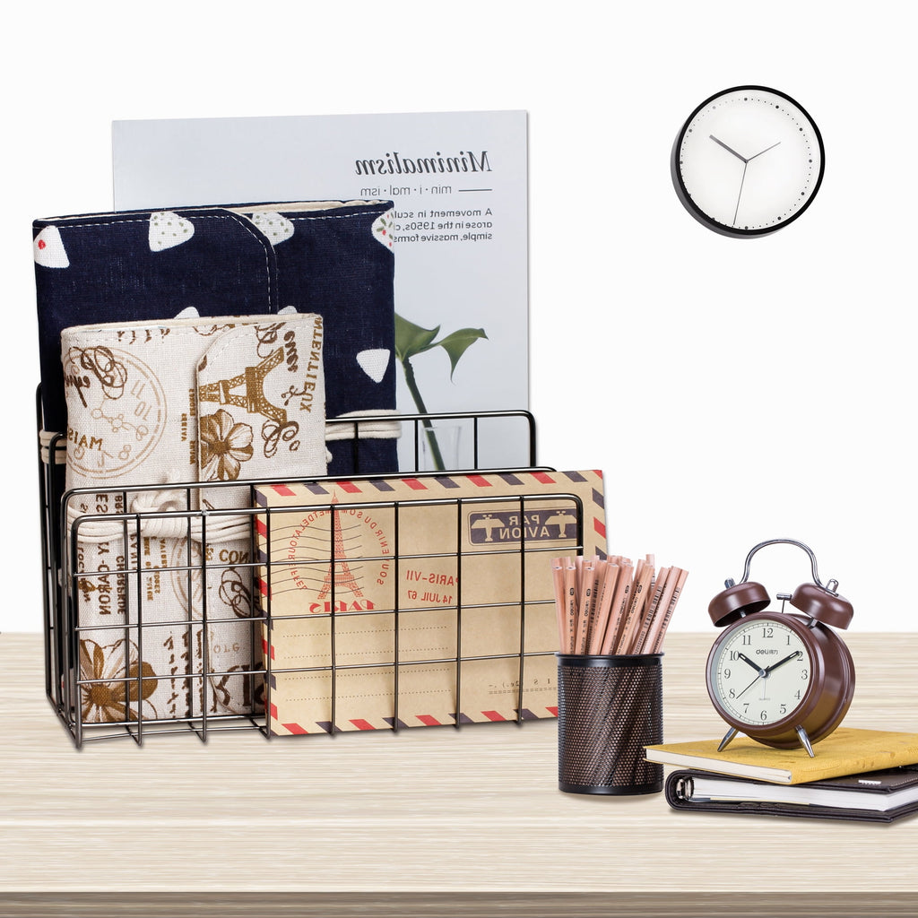 YiePhiot Desktop Mail Organizer File Organizer Metal Wire Mail Sorter Letter Organizer Magazine Rack for Letters, Mails, Books, Postcards, B - Image 2