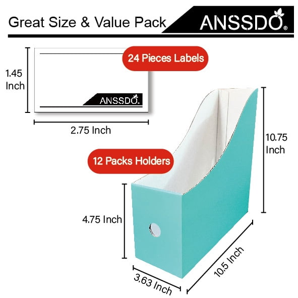 12 Pack Teal Cardboard Magazine Holders, Premium Magazine File Holder for Desk, Foldable Large Volume Magazine File O... - Image 4