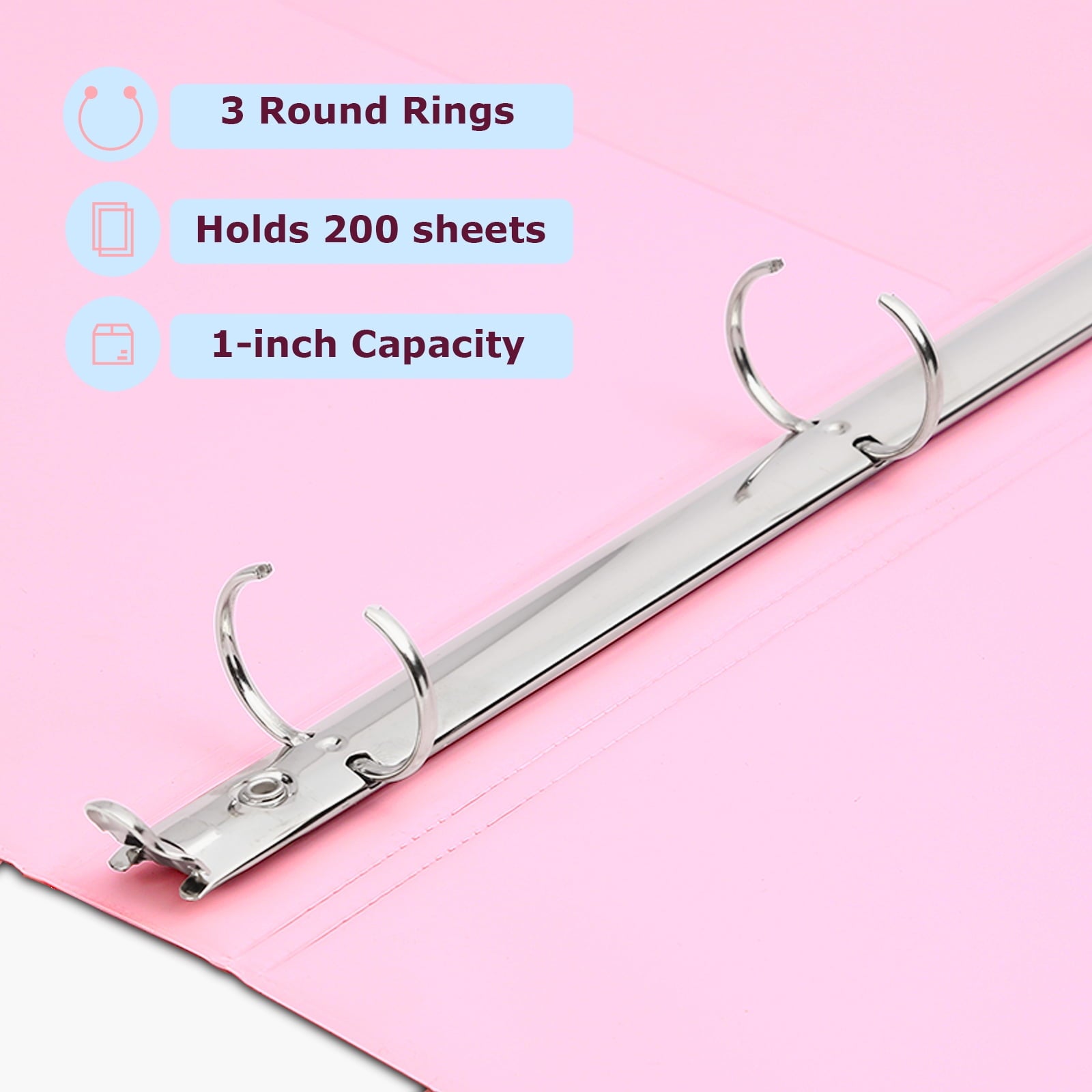 3 Ring 1 inch Binders Round Ring View Notebooks Binders O-ring 3 Ring 200 Sheets of Letter Size Paper Organizer with Pockets 4-Pack Assorted - Image 5
