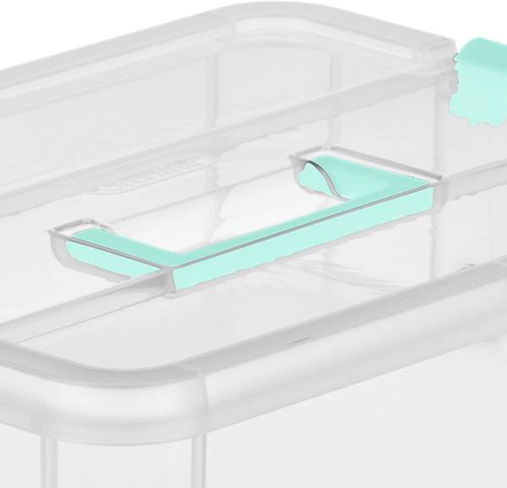 Stack and Carry 2 Layer Handle Box  Stackable Plastic Small  Container with Latching Lid  Bin to  Crafts  Clear  4-Pack - Image 4