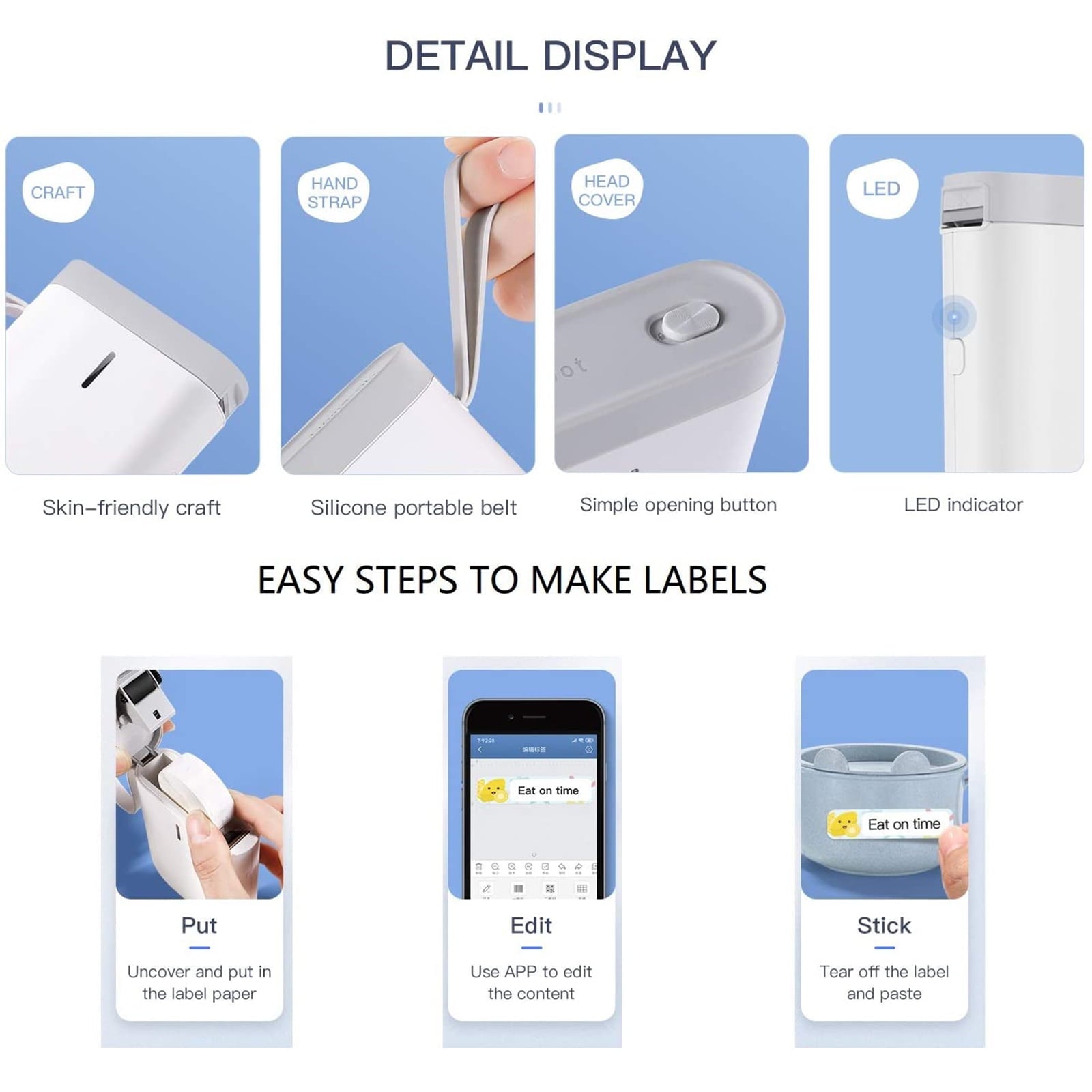 Label Maker Machine Sticker Thermal Printer Machine Bluetooth Label Maker for Home Office - Image 4