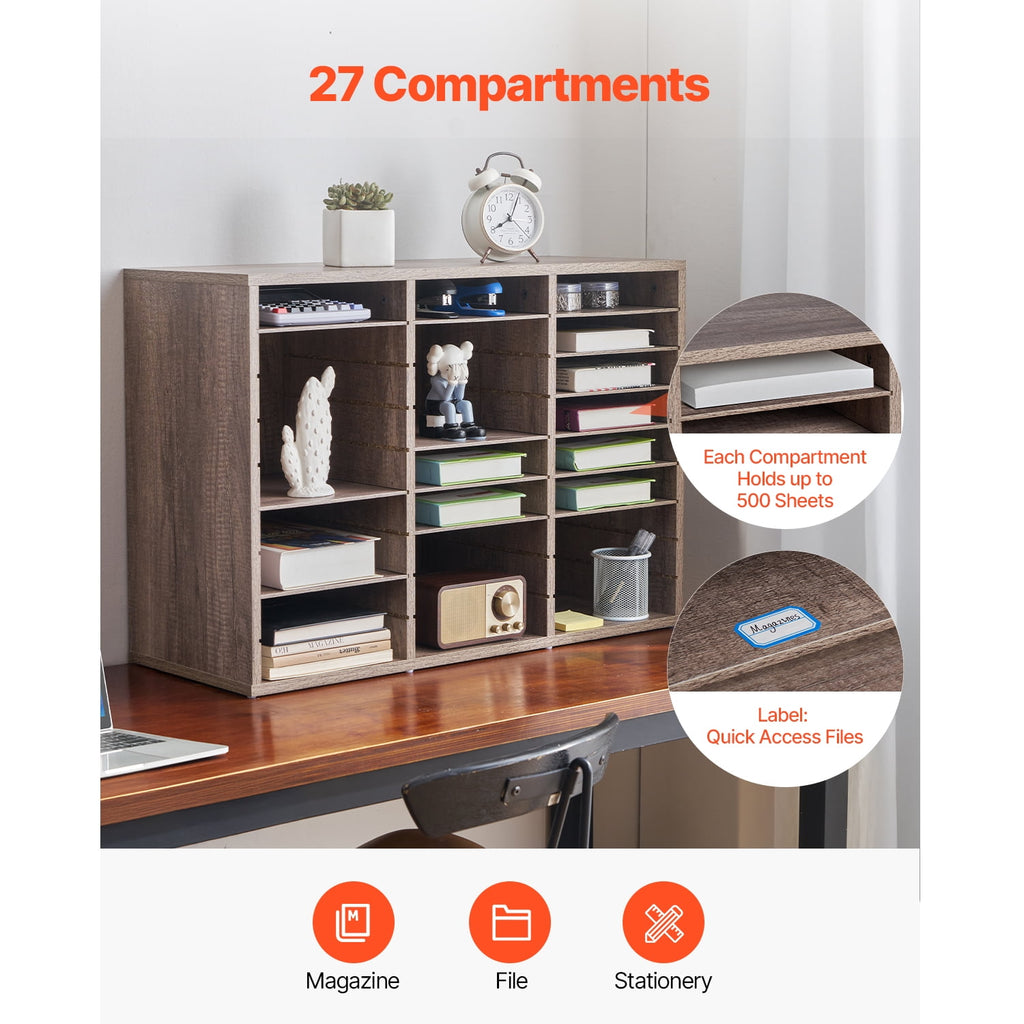 Document Storage, 27-Slot Office Post Box with Adjustable Shelves, Particle Board Mail Sorter for Office, Home, or Cl... - Image 4
