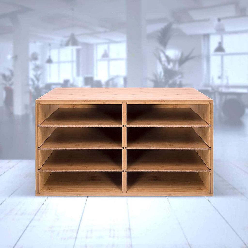 HYGRAD BUILT TO SURVIVE Bamboo A4 File Organizer with 8 Slots  Desktop Document & Letter Sorter for Paper, Mail, Folder & Magazine Storage - Image 3