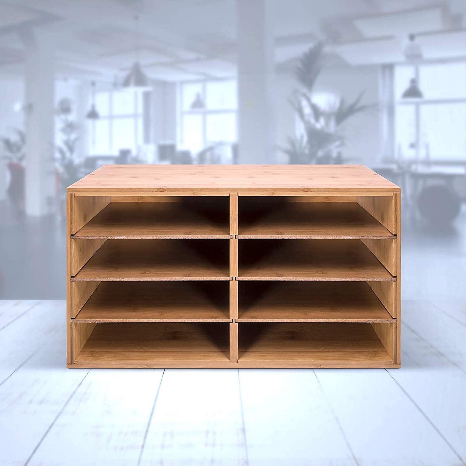 HYGRAD BUILT TO SURVIVE Bamboo A4 File Organizer with 8 Slots  Desktop Document & Letter Sorter for Paper, Mail, Folder & Magazine Storage - Image 3