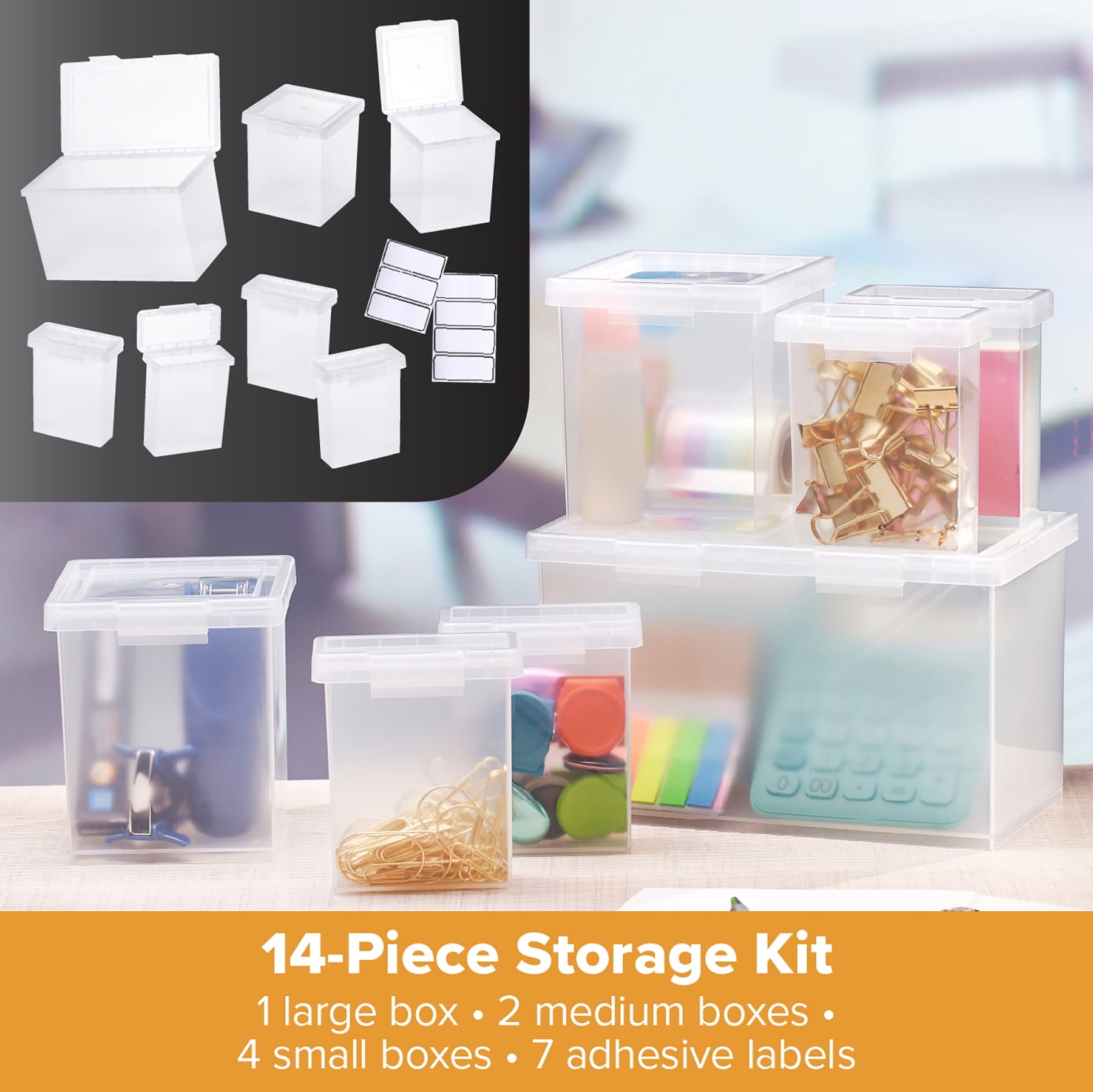 Kect Nest Clear Boxes, Stacking/Nesting, 7-Piece Bundle, 1 Large, 2 Medium, 4 Small - Image 6