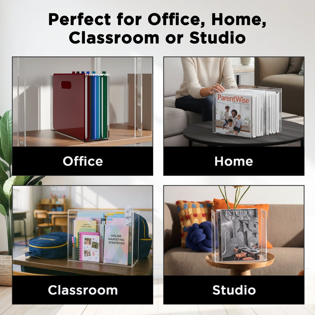 CLASSIC ACRYLIC File Organizer for Home and Office Organization, Clear, 10"x12"x4" - Image 4