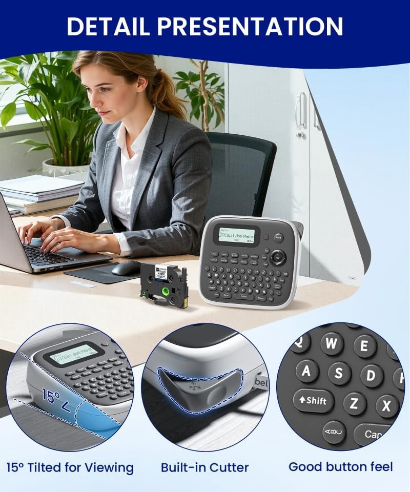 Machine with-Tape, er Machine with Waterproof-s 12mm 0.47, Laminated Inkless Printer, D210s ing for Home Organization... - Image 3