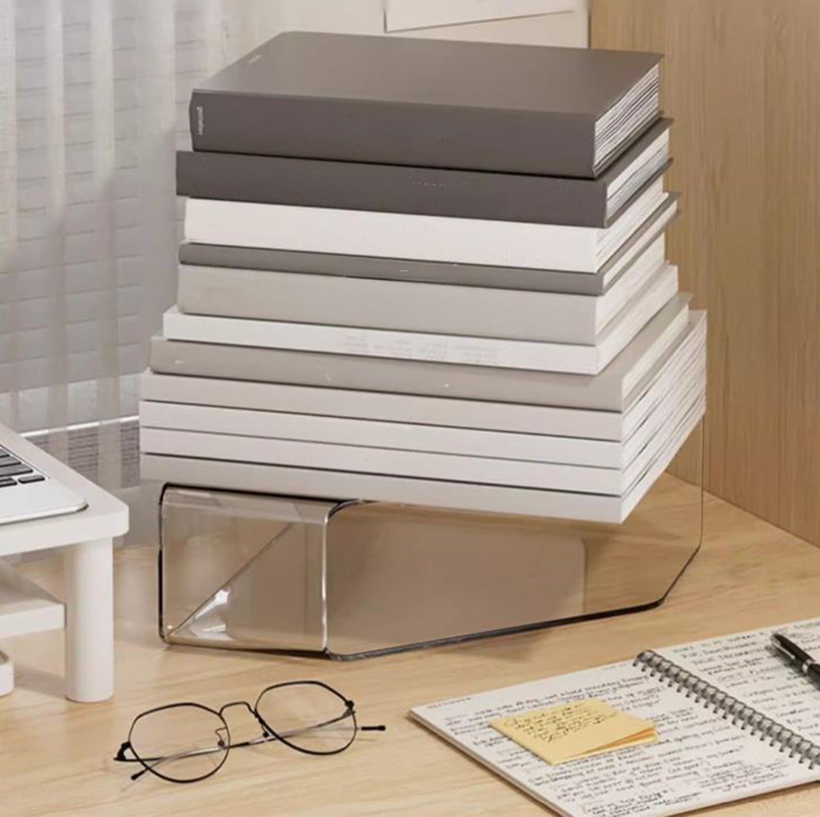Lilgiuy Acrylic Desk File Organizer, Vertical Clear Magazine File Holder Workspace Sorters, Folder Rack for Office Accessories Organization - Image 6