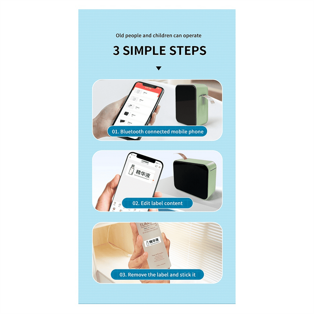 Wireless Bluetooth Thermal Label Printer Mini Portable Adhesive Label Maker Fast Printing Milk Tea White - Image 4