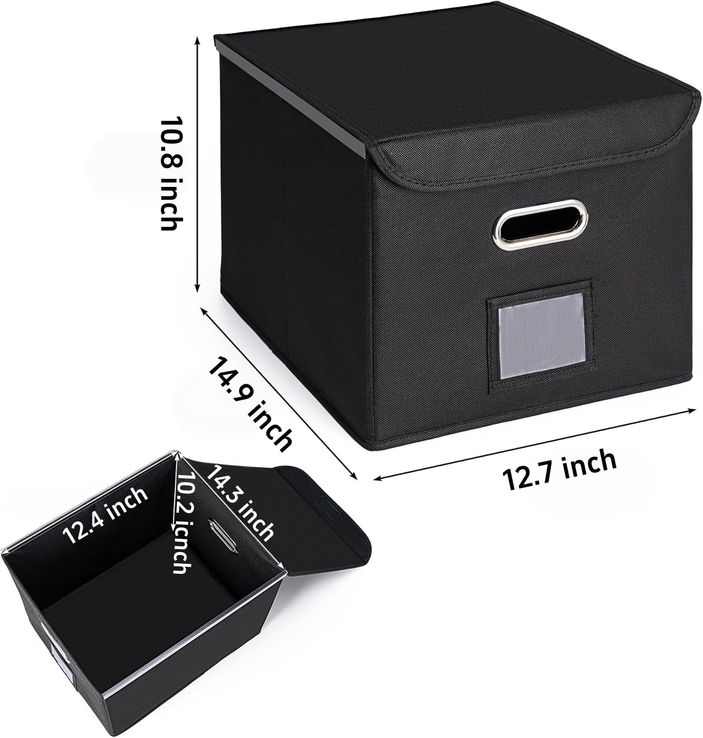 File Box, Foldable File Organiser Box with Lid, Foldable Fabric Hanging Filing Box with Plastic Slide for Home Storag... - Image 5